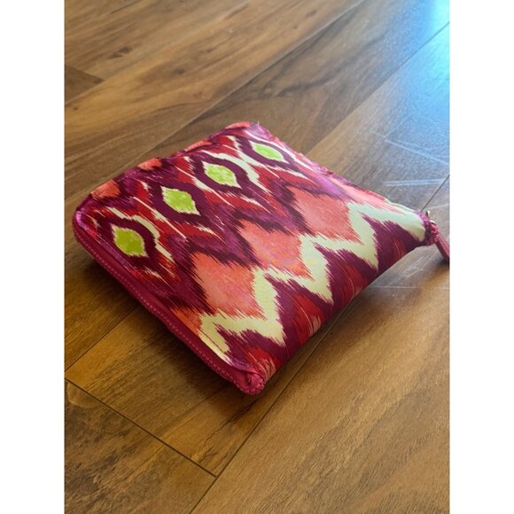 Chicos Pink & Orange Ikat Print Zip Travel Bag With Pouch - Picture 1 of 7